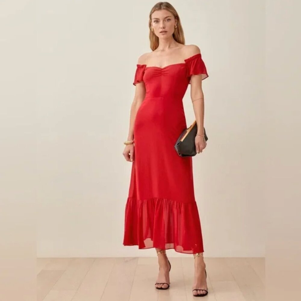 Reformation Butterfly Dress Red Size 2
